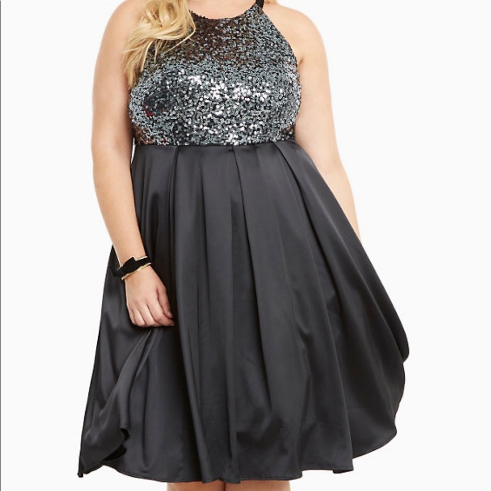 Torrid Sequin halter top satin bottom formal dress